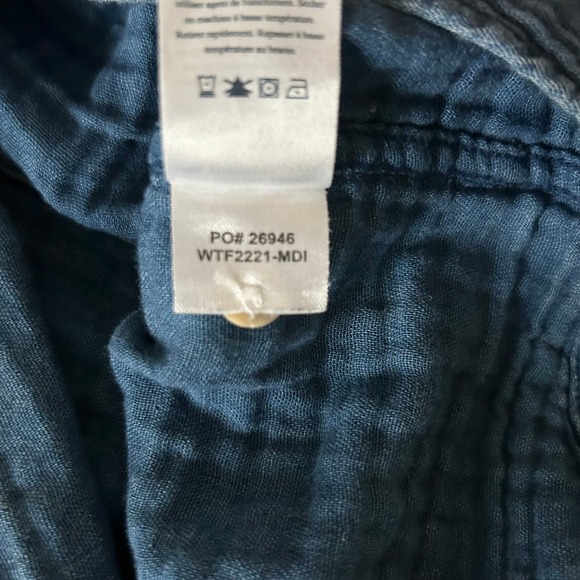 Faherty Indio Shirt Organic Cotton Gauze Chambray Blue Button Up Shirt Size XS - Picture 7 of 7